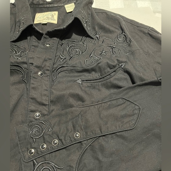 Roper western shirt black embroidered rodeo ranch pockets men’s 2XL - Picture 8 of 8